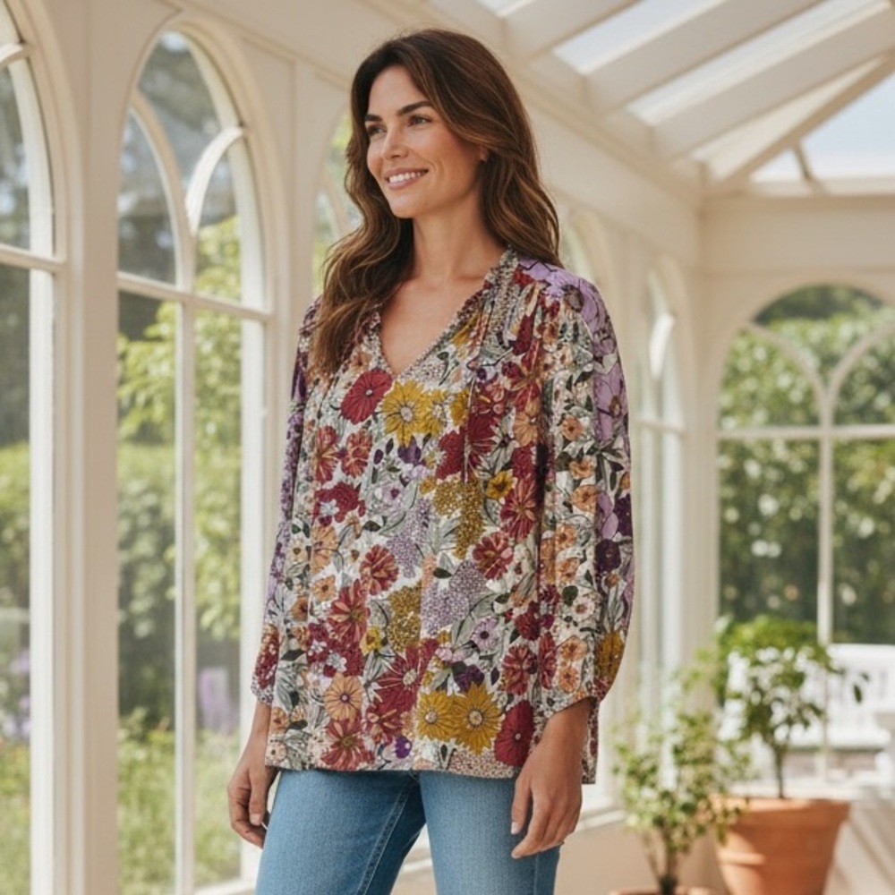 Entro Women’s Multicolor Floral Blouse Size L